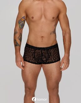 Noir Handmade Leopard Flock heren short -H072 - Maat: S