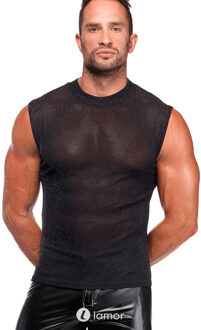 Noir Handmade Onyx Skin Tank Transparant Mesh HerenTop, H083 - Size: S