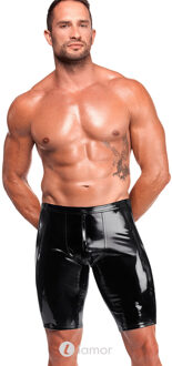 Noir Handmade PVC bikershort met 3-slider rits, H094 - Maat: S