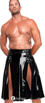 Noir Handmade PVC herenrok met plooien en drukknopen, H091 - Maat: S