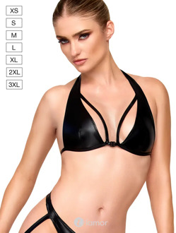 Noir Handmade Troublemaker bralette wetlook, F391 - Maat:: XS