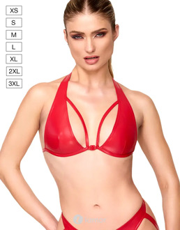 Noir Handmade Troublemaker bralette wetlook Rood, F392 - Maat:: XS