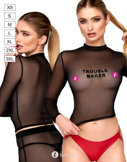 Noir Handmade Troublemaker top flock print, F389 - Maat:: XS