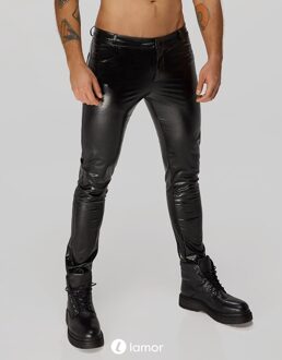Noir Handmade Wetlook Heren broek, H067 - Maat: S