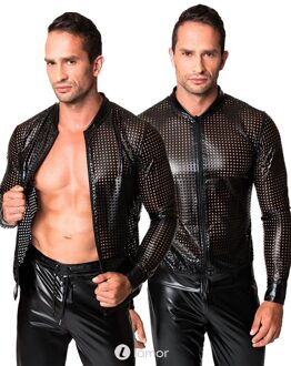 Noir Handmade Wetlook herenjack geperforeerd, H076 - Maat: M