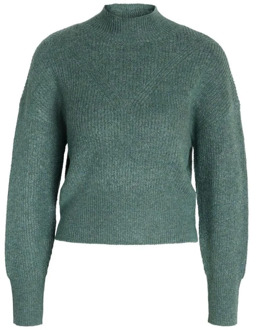 Noisy May Hoge Hals Crop Trui - Kombu Green Noisy May , Green , Dames - M,S