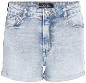 Noisy May Hoge Taille Denim Shorts Lichtblauw Noisy May , Blue , Dames - L,M,S,Xs