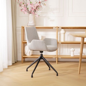 Nola-Eef draaibare eetkamerstoel beige gemêleerd - zwart onderstel