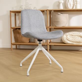 Nola-Fé draaibare eetkamerstoel lichtgrijs - wit onderstel - set van 2