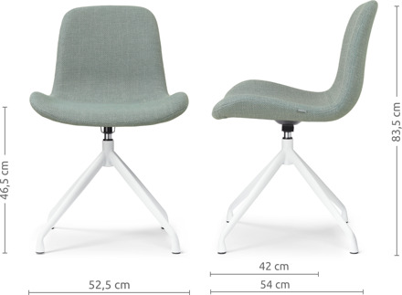 Nola-Fé draaibare eetkamerstoel saliegroen - wit onderstel