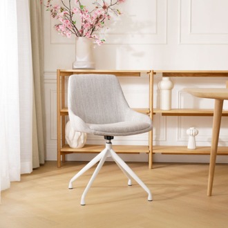 Nola-Isa draaibare eetkamerstoel beige gemêleerd - wit onderstel