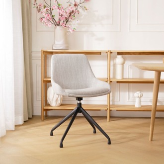 Nola-Isa draaibare eetkamerstoel beige gemêleerd - zwart onderstel