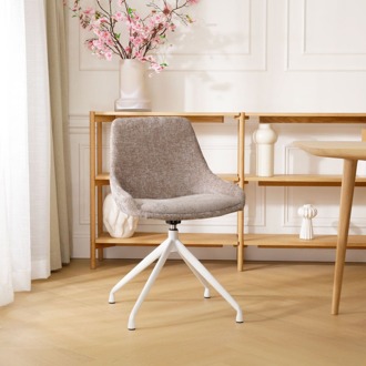 Nola-Isa draaibare eetkamerstoel bruin - wit onderstel