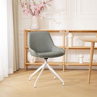 Nola-Isa draaibare eetkamerstoel saliegroen - wit onderstel