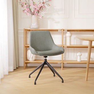 Nola-Isa draaibare eetkamerstoel saliegroen - zwart onderstel