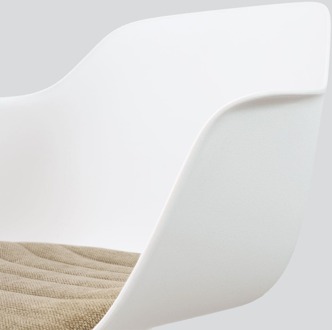Nola-Liz draaibare eetkamerstoel wit met nougatbruin zitkussen - wit onderstel