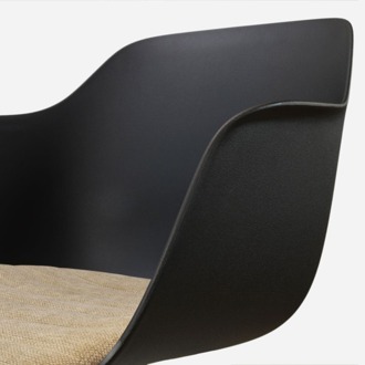 Nola-Liz draaibare eetkamerstoel zwart met nougatbruin zitkussen - wit onderstel