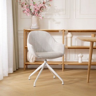 Nola-Mae draaibare eetkamerstoel beige gemêleerd - wit onderstel