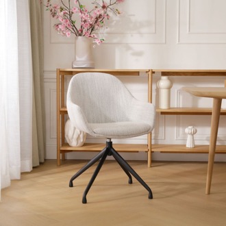 Nola-Mae draaibare eetkamerstoel beige gemêleerd - zwart onderstel