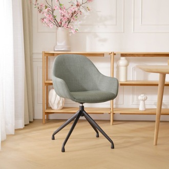 Nola-Mae draaibare eetkamerstoel saliegroen - zwart onderstel