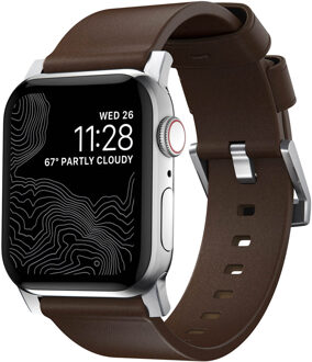 Nomad Apple Watch 42mm Leren Polsband Brown/Silver