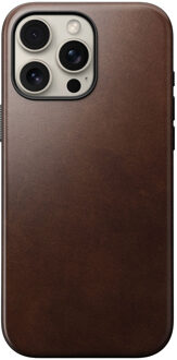 Nomad Modern Horween Leather Case voor de Apple iPhone 16 Pro Max - Rustic Brown Donkerbruin