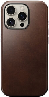 Nomad Modern Horween Leather Case voor de Apple iPhone 16 Pro - Rustic Brown Donkerbruin