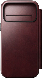 Nomad Modern Horween Leather Folio Bookcase met MagSafe voor de Apple iPhone 17 Pro Max - Burgundy Donkerrood