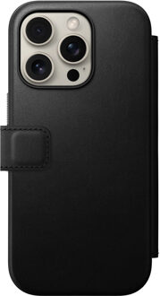 Nomad Modern Leather Folio Bookcase voor de iPhone 16 Pro - Black Zwart