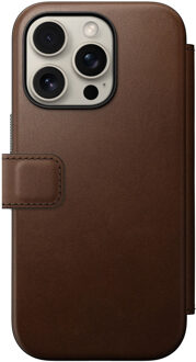 Nomad Modern Leather Folio Bookcase voor de iPhone 16 Pro - Brown Bruin