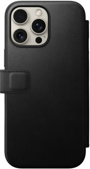 Nomad Modern Leather Folio Bookcase voor de iPhone 16 Pro Max - Black Zwart