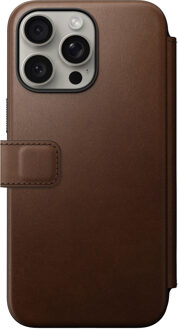 Nomad Modern Leather FolioBookcase voor de Apple iPhone 15 Pro Max - Bruin