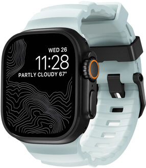 Nomad Rocky Point Band voor de Apple Watch | 44/45/46/49 mm - Icy Blue Glow Black Lichtblauw - 49 mm