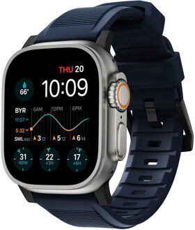Nomad Rugged band FKM voor de Apple Watch Series 1 t/m 11 / SE / Ultra (44/45/46/49 mm) - Zwart / Blauw - 49 mm