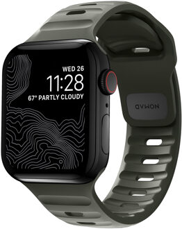 Nomad Sport band FKM voor de Apple Watch Series 1 t/m 9 / SE (38/40/41 mm) | Series 10 / 11 (42 mm) - Ash Green Donkergroen - 41 mm