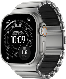 Nomad Stratos Band voor de Apple Watch | 44/45/46/49 mm - Black / Natural Titanium Zilver - 49 mm