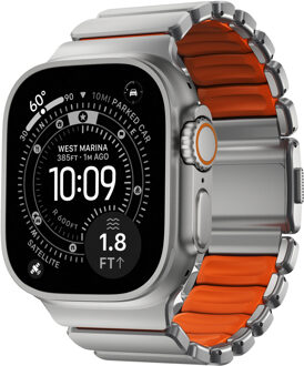 Nomad Stratos Band voor de Apple Watch | 44/45/46/49 mm - Ultra Orange / Natural Titanium Zilver - 49 mm