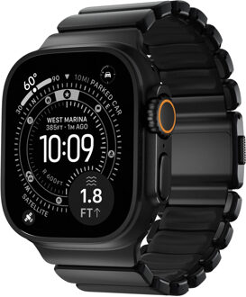 Nomad Stratos Band voor de Apple Watch Series 1 - 11 / SE / Ultra (44/45/46/49 mm) - Black / Natural Titanium Zilver - 49 mm