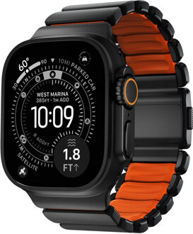 Nomad Stratos Band voor de Apple Watch Series 1 - 11 / SE / Ultra (44/45/46/49 mm) - Ultra Orange / Natural Titanium Zilver - 49 mm
