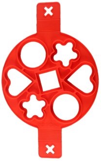 Non Stick Gebakken Ei Mallen Siliconen 7 Gat Multi Vorm Ei Pannenkoek Fornuis Omelet Ring Keuken Flip Fornuis Bakvorm Rood