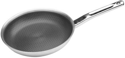 Non-stick Koekenpan, 5-ply, RVS, Ø24cm - Cookai Zilver