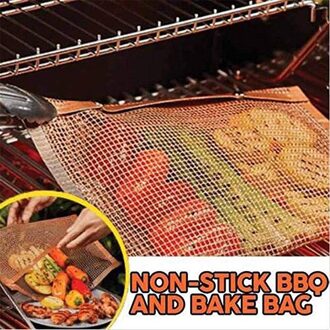 Non-stick Mesh Grillen Zak Outdoor Picknick Tool Bolsa De Barbacoa Herbruikbaar En Makkelijk Te Schoon Non-Stok Bbq Bakken Tas koper