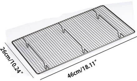 Non-stick Netto Dampende Cookies Frame Metalen Bakken Rack Taart Mesh Cooling Rekken Plank Drogen Stand Houder Koken Kithen gereedschap 46x26cm zwart