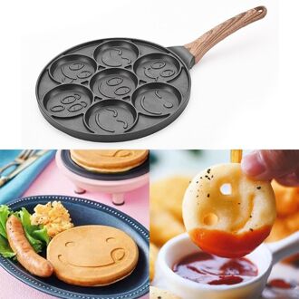 Non-stick Pannenkoek Pan Smiley Pannenkoek Bakplaat Flip Fornuis Met 7 Flapjack Gezichten