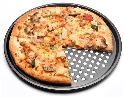 Non-stick Pizza Pan Geperforeerde Carbon Staal Pizza Lade Voor Keuken Gill Bbq 28cm