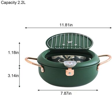 Non Stick Tempura Friteuse Keuken Frituren Pot Thermometre Tempura Friteuse Pan Gebakken Kip Pot Koken Gereedschap Olie Rack thuis groen 20cm