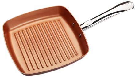 Non-stick Vierkante Steak Koekenpan Koper Kleur Aluminium Gestreepte Koekenpan Enkele Bodem Aluminium Pan