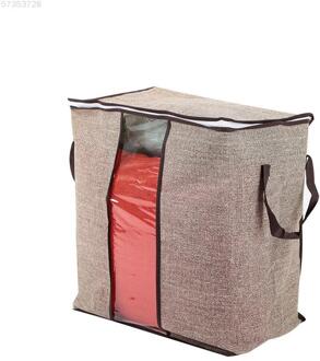 Non-woven Draagbare Kleding Opbergtas Organizer 45.5*51*29Cm Vouwen Closet Organizer Voor Kussen quilt Deken Beddengoed Flax kleur