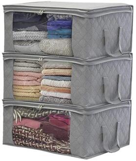 Non-woven Opvouwbare Draagbare Kleding Organizer Tidy Pouch Koffer Home Opbergdoos Quilt Opslag Container Bag-Grijs, blauw