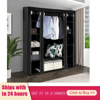 Non-woven Wardrobe Bedroom Cloth Folding Portable Light Clothing Storage Cabinet Dustproof Closet Storage 172x134x43 HWC